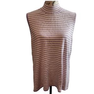 Liz Lange Maternity Silk Blend Strip Sleeveless Mockneck Knit Top